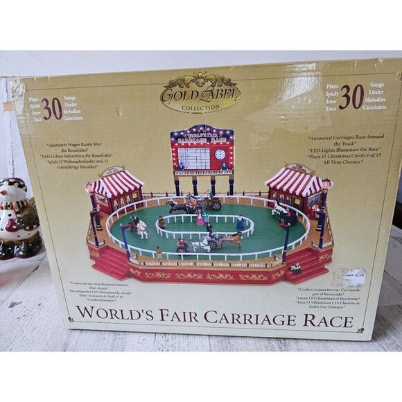 Mr Xmas world's Fair carriage race new rare gold label horses Xmas animated - Picture 1 of 6